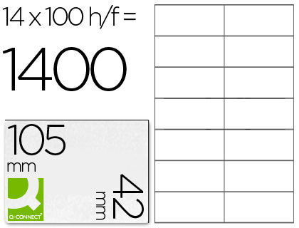 Étiquette adhésive q-connect 105x42mm coins droits imprimante jet d'encre laser copieur boîte 100 feuilles 1400 unités
