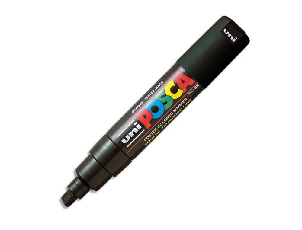Marqueur posca pc8k gouache encre inodore toutes surfaces pointe large biseautée couleur opaque couvrante noir