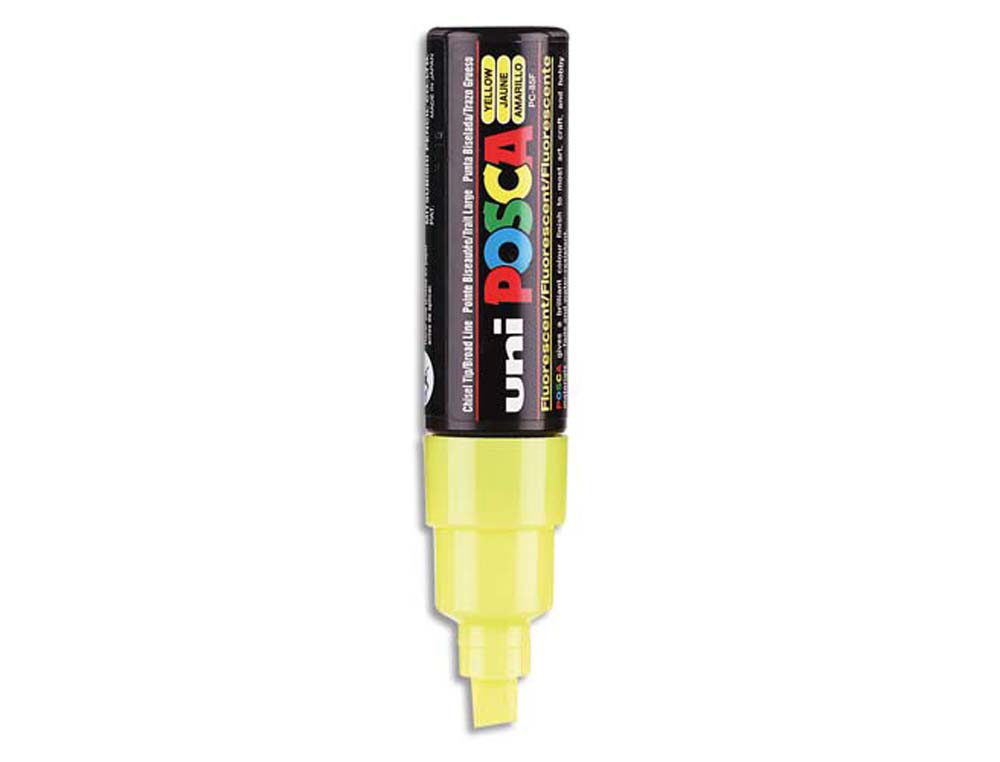 Marqueur posca pc8k gouache encre inodore toutes surfaces pointe large biseautée couleur opaque couvrante jaune