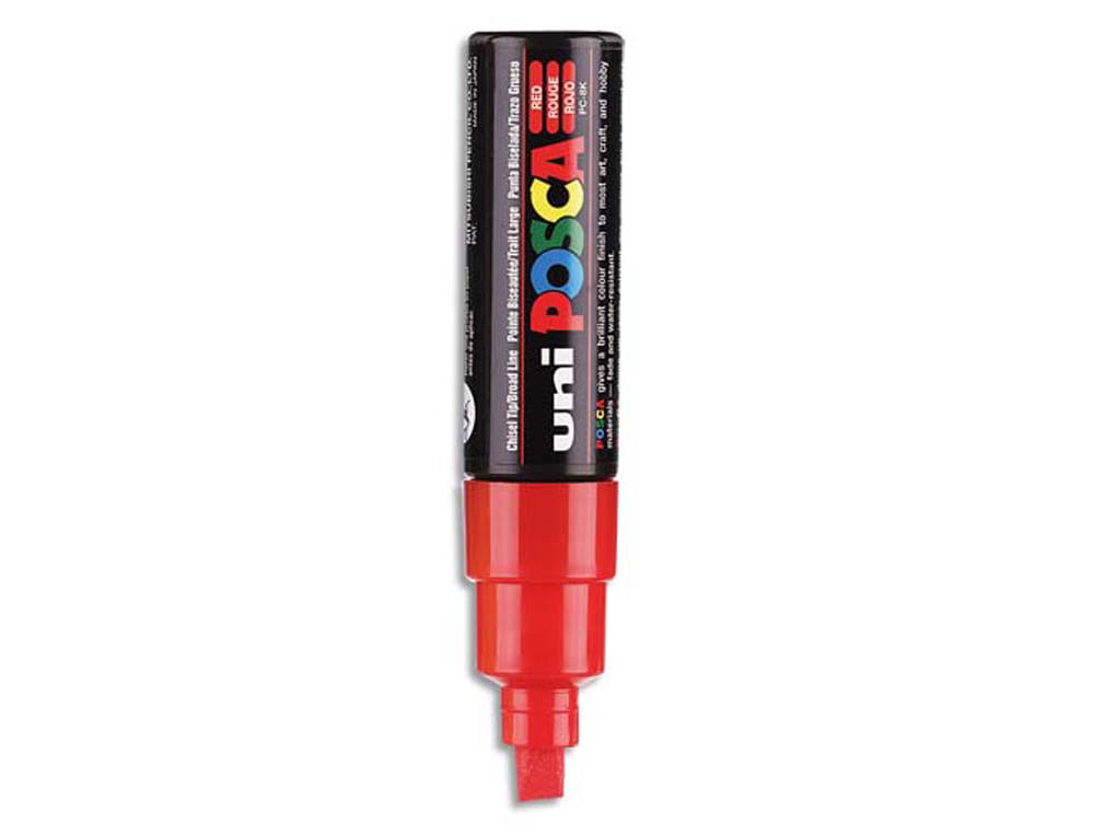 Marqueur posca pc8k gouache encre inodore toutes surfaces pointe large biseautée couleur opaque couvrante rouge