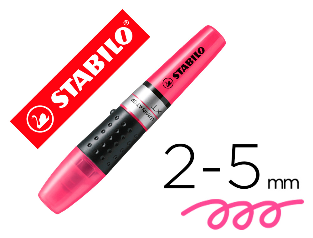 Surligneur stabilo luminator tracé 2/5mm encre liquide niveau visible base ergonomique coloris rose