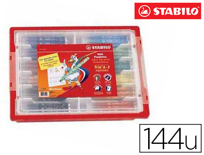 Feutre coloriage stabilo trio triangulaire encre super lavable pointe moyenne coffret scolaire 144 unités