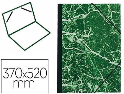 Carton à dessin exacompta papier marbré vert 90g dos koveril noir fermeture élastique 370x520mm