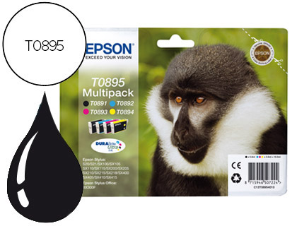 Cartouche d'encre original epson c13t08954010 noir/cyan/magenta/jaune pack 4 couleur
