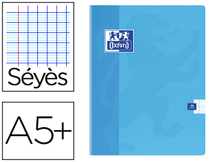 Cahier piqué oxford couverture pelliculée lavable a5+ 17x22cm 48 pages 90g séyès