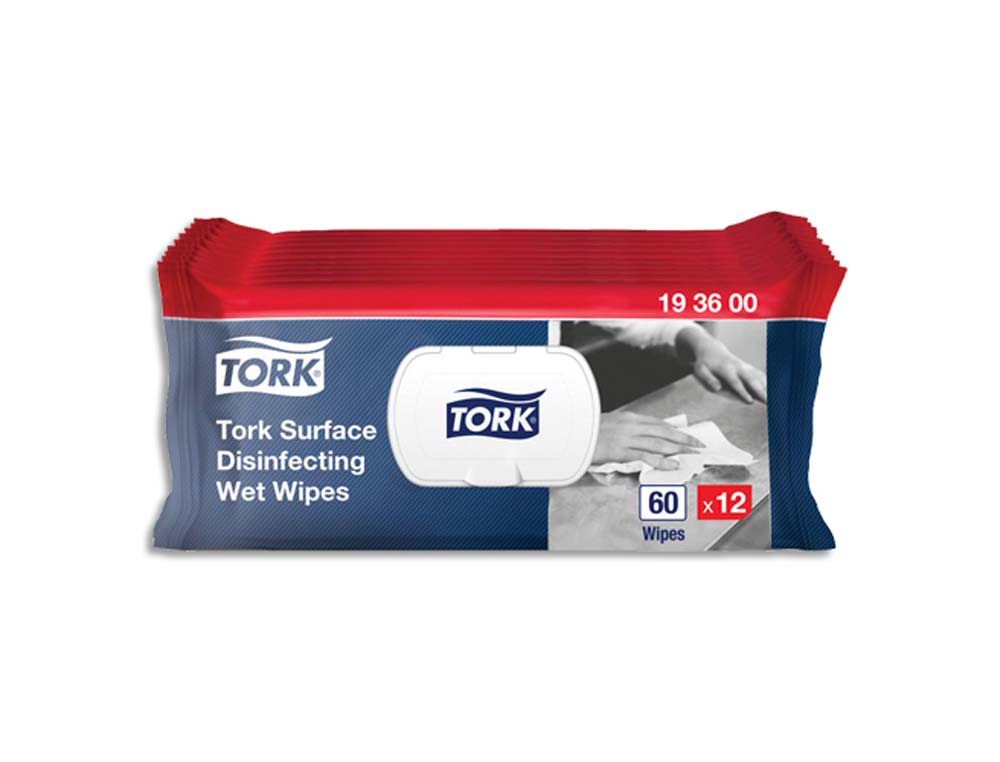 Lingette tork desinfectante nettoyage surfaces elimine 99,99% bacteries paquet 60 lingettes