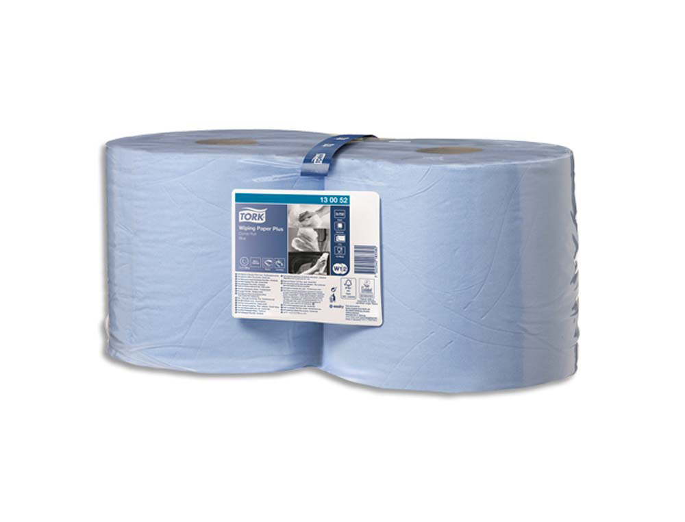 Papier d essuyage tork plus combi roll 2 plis 750 formats predecoupes 255m coloris bleu lot 2 rouleaux