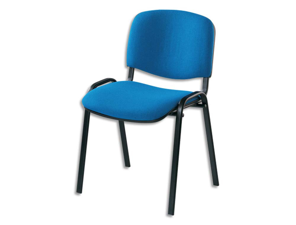 Chaise de conference iso classic tissu polyfibre bleu structure 4 pieds metal epoxy noir