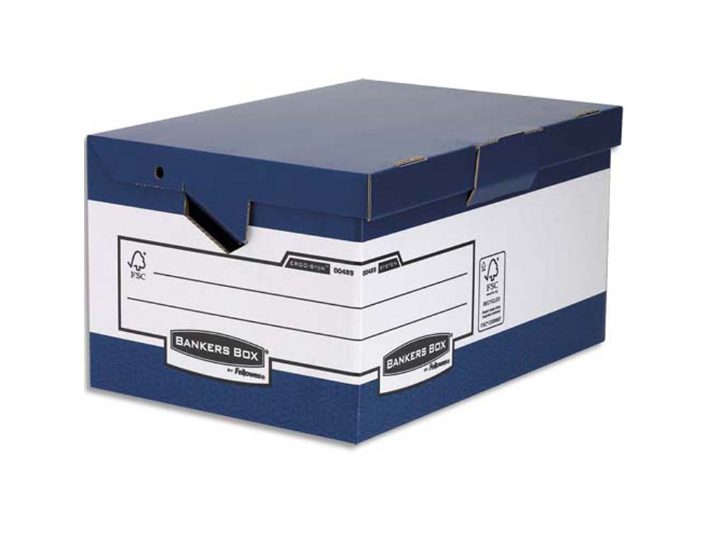 Conteneur maxi bankers box heavy duty carton coloris blanc bleu montage automatique