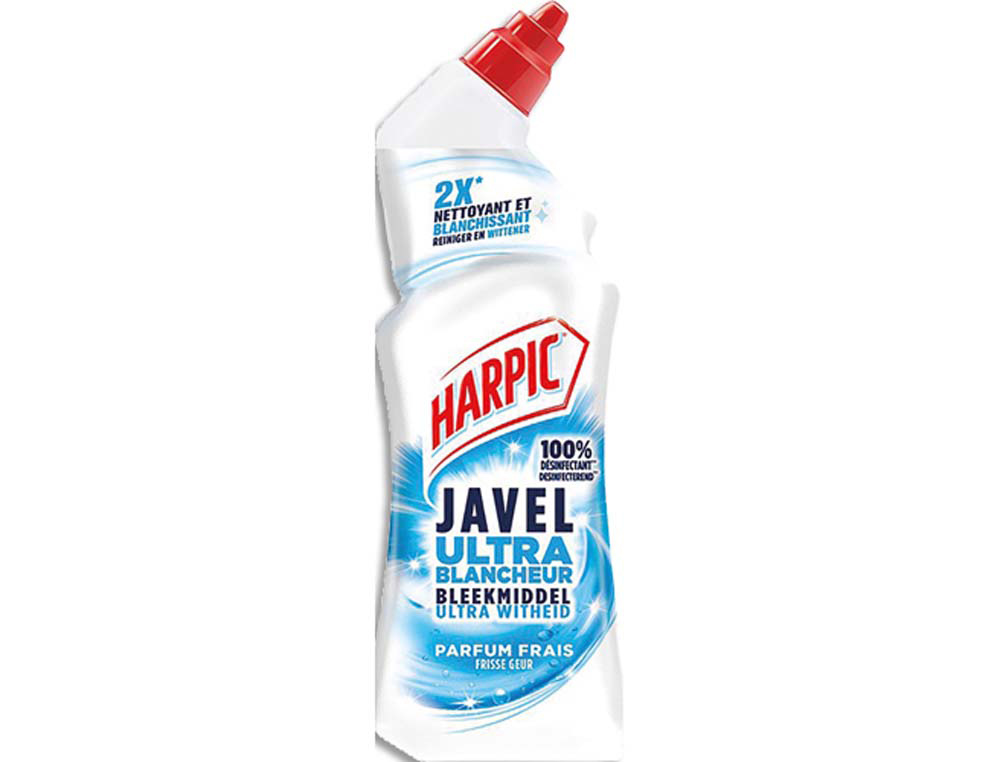 Javel ultra blancheur harpic formule epaisse 100% desinfectant parfum frais flacon 750 ml
