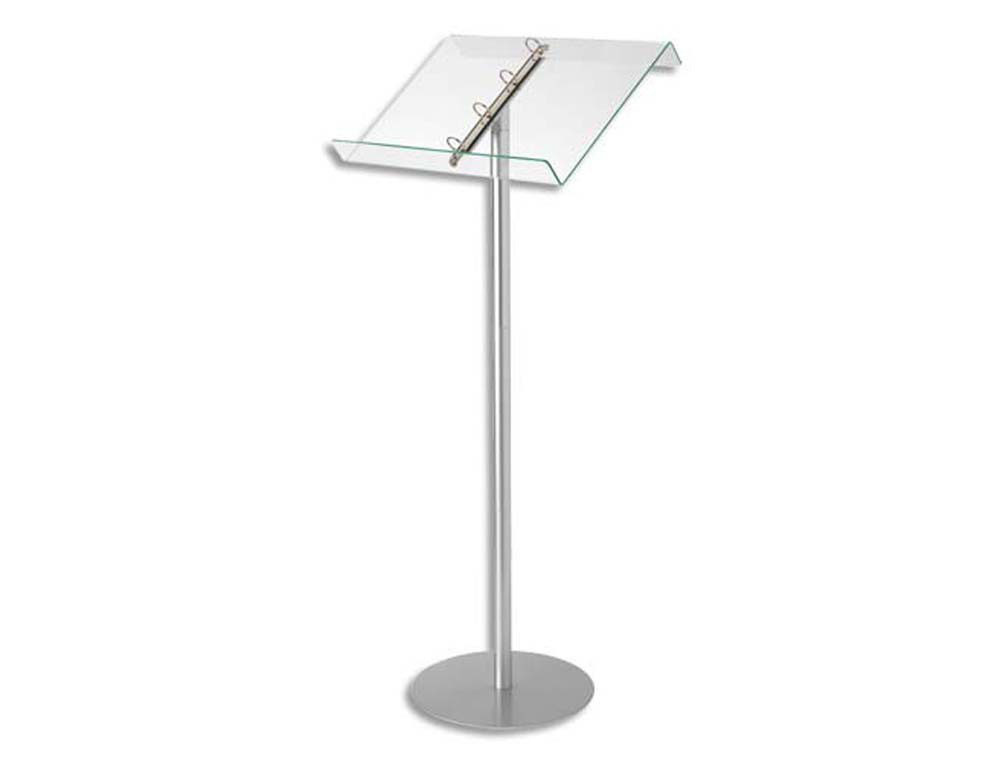Pupitre sur pied deflecto avec anneaux amovibles dim l50 x h114 x p30 cm transparent
