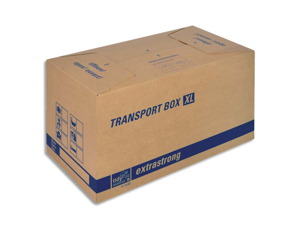 Carton de demenagement tidypac double cannelure format xl dim l68 x h35 x p35,5 cm coloris brun