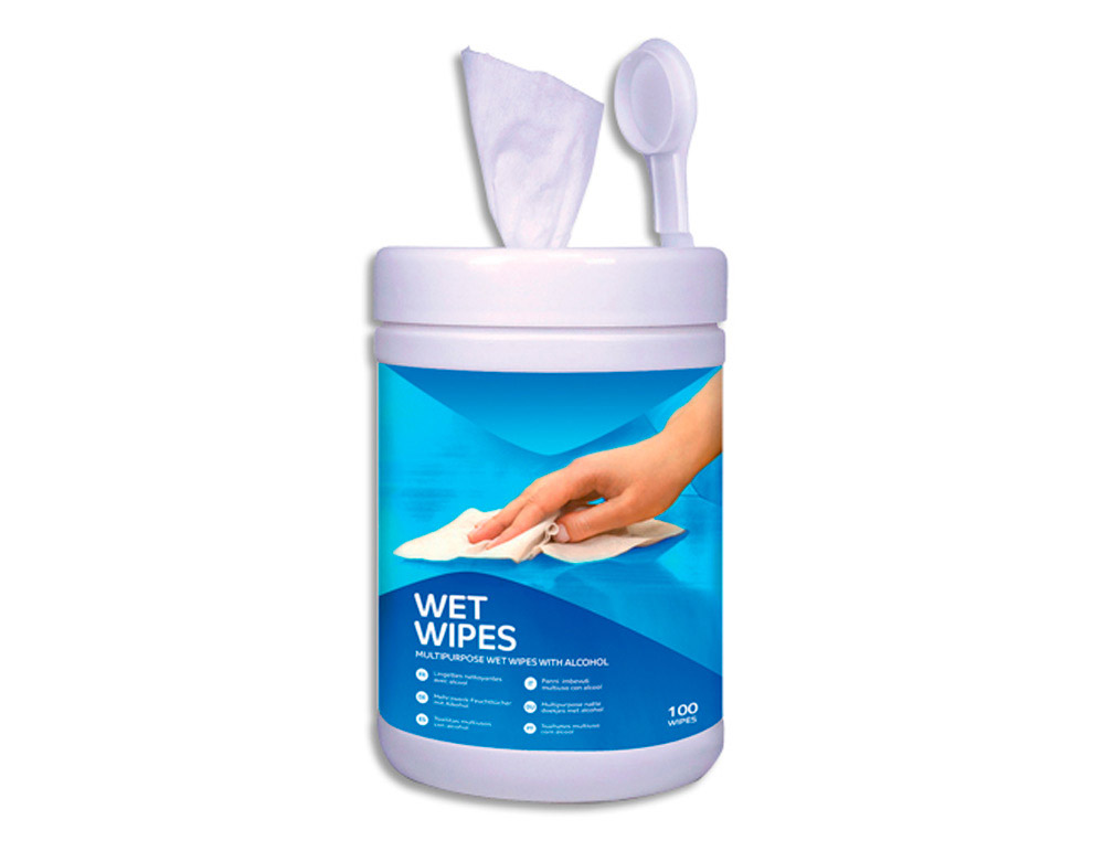 Lingettes multi-usages albiore imprégnées alcool boîte 100