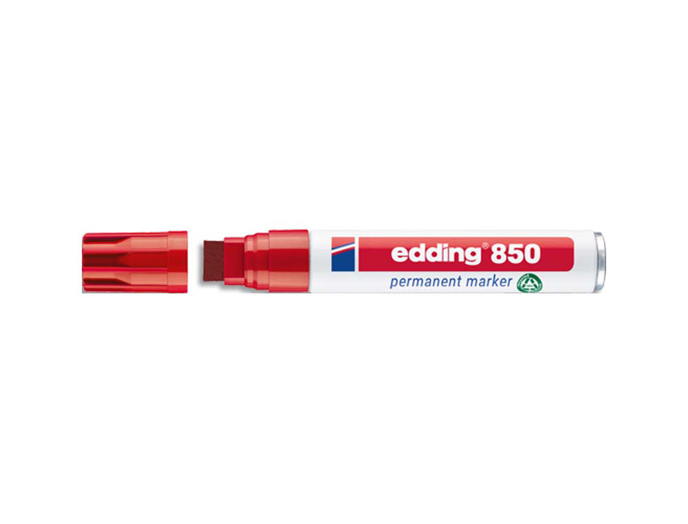 Marqueur permanent edding 850 pointe biseautée corps aluminium coloris rouge