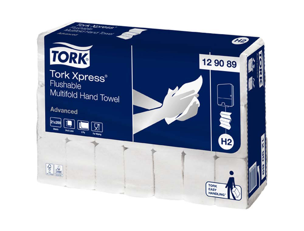 Essuie-mains tork xpress délitable blanc 2 plis 200 feuilles 25,5 x 21,2 cm colis 21 paquets