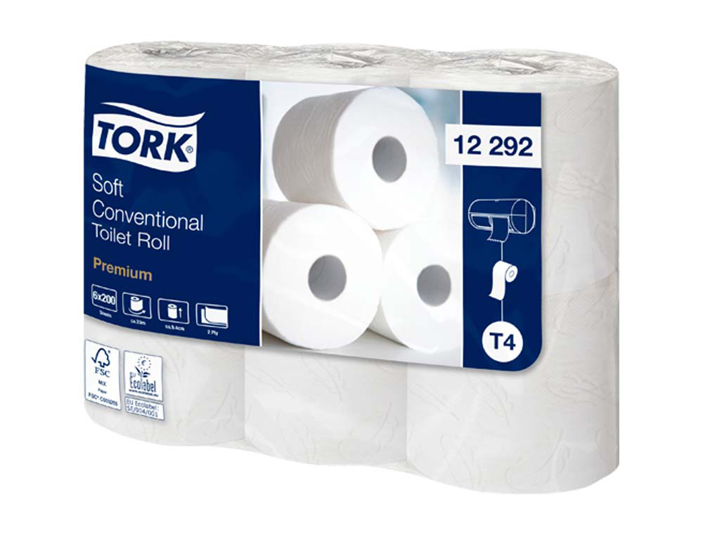 Papier toilette tork premium blanc 2 plis pure ouate 198 feuilles lot 48 rouleaux
