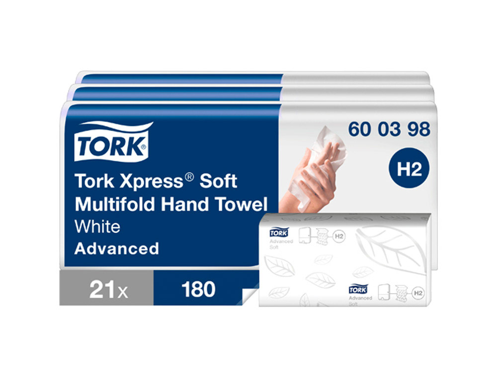Essuie-mains tork xpress advanced blanc 2 plis pliage en z format 25,5 x 21,2 cm colis 21 paquets