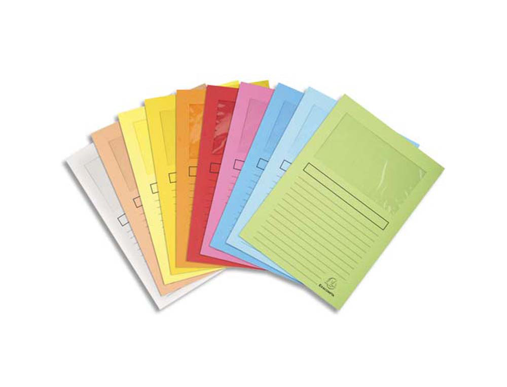 Pochettes coin exacompta super carte 160 g avec fenêtre coloris assortis paquet 100
