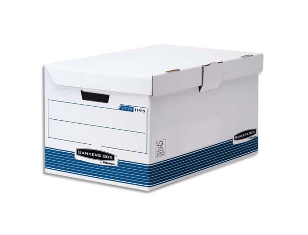 Conteneur bankers box system ouverture dessus carton recyclé blanc bleu montage automatique