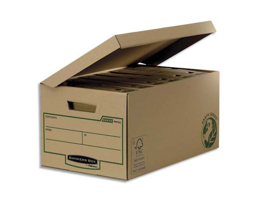 Conteneur bankers box earth series carton recyclé kraft brun montage manuel