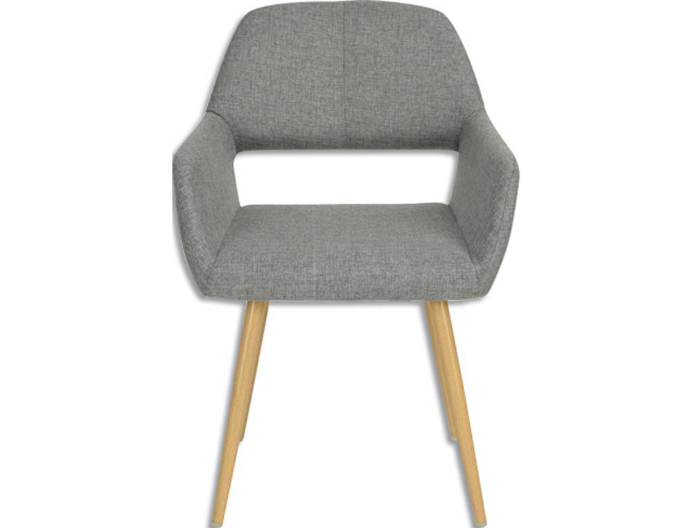 Chaise fixe assise tissu piètement métal imitation bois