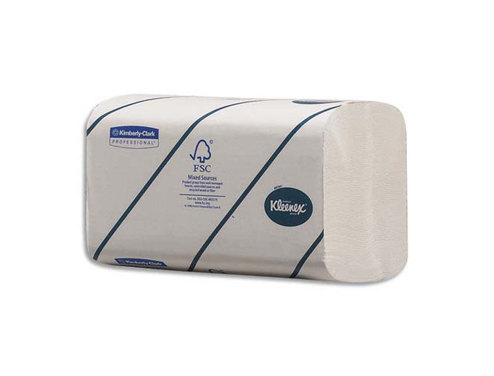 Essuie-mains kleenex ultra doux blanc 2 plis pliage en z 21,5 x 21,5 cm colis 15 paquets de 186