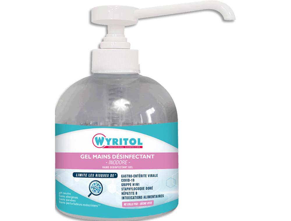 Gel hydroalcoolique wyritol sans parfum flacon 300 ml