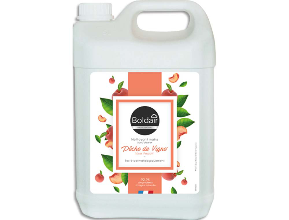Savon liquide boldair glycérine parfum pêche de vigne bidon 5 l