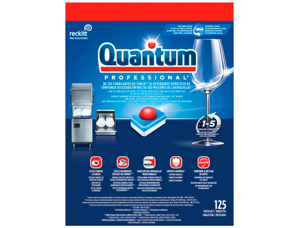 Pastilles lave-vaisselle quantum cycles courts réservé professionnels boîte 125