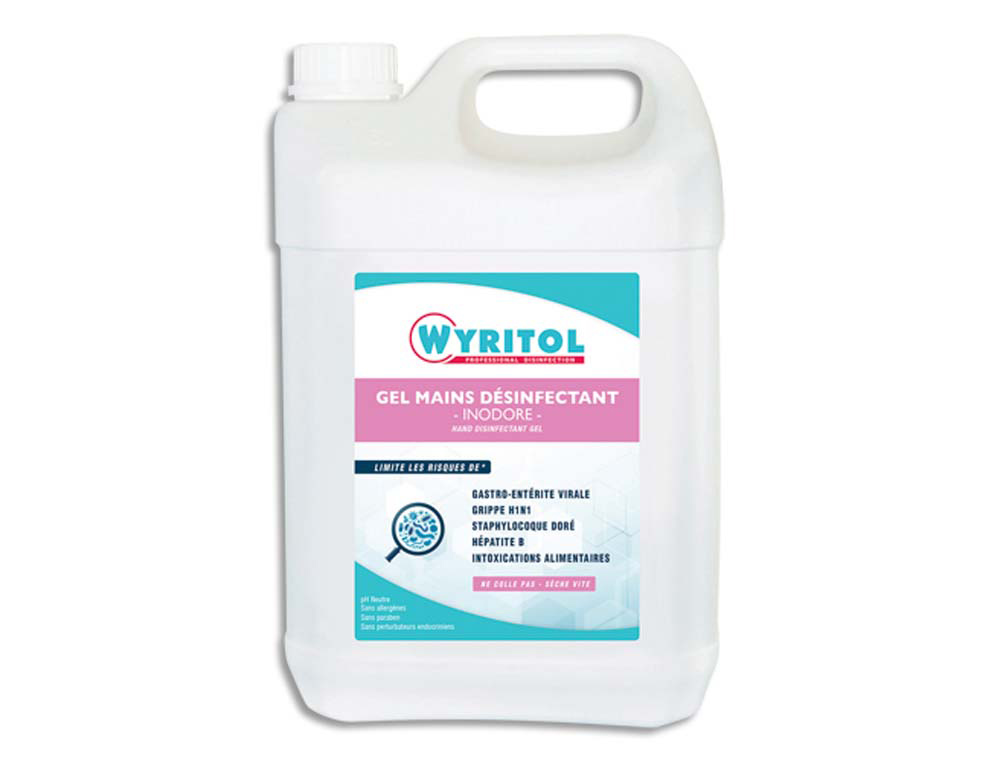 Gel hydro-alcoolique wyritol mains sans parfum sans colorant bidon 5 l