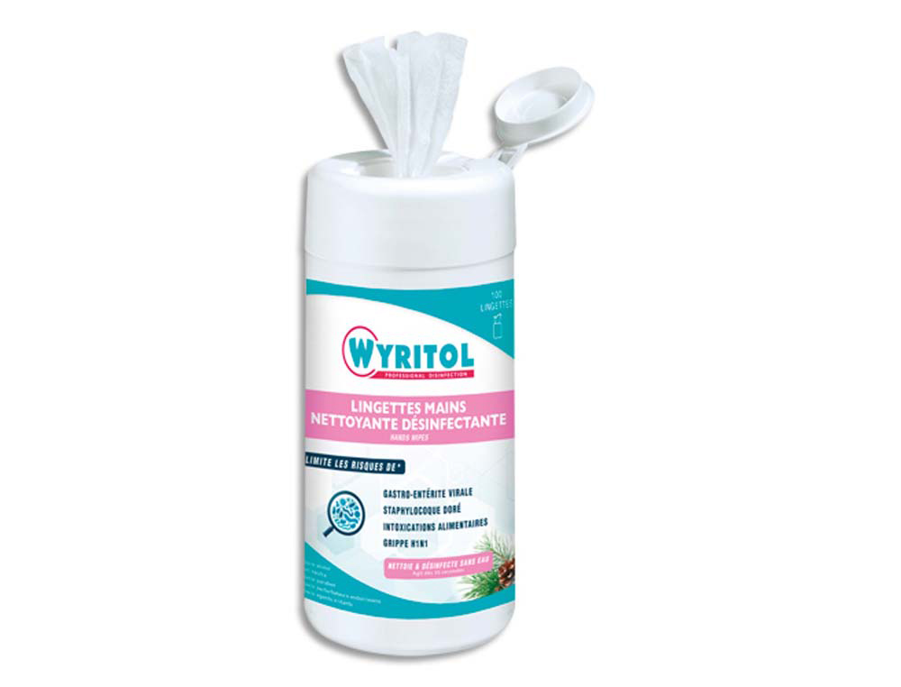 Lingettes mains désinfectantes wyritol parfum pin boîte 100