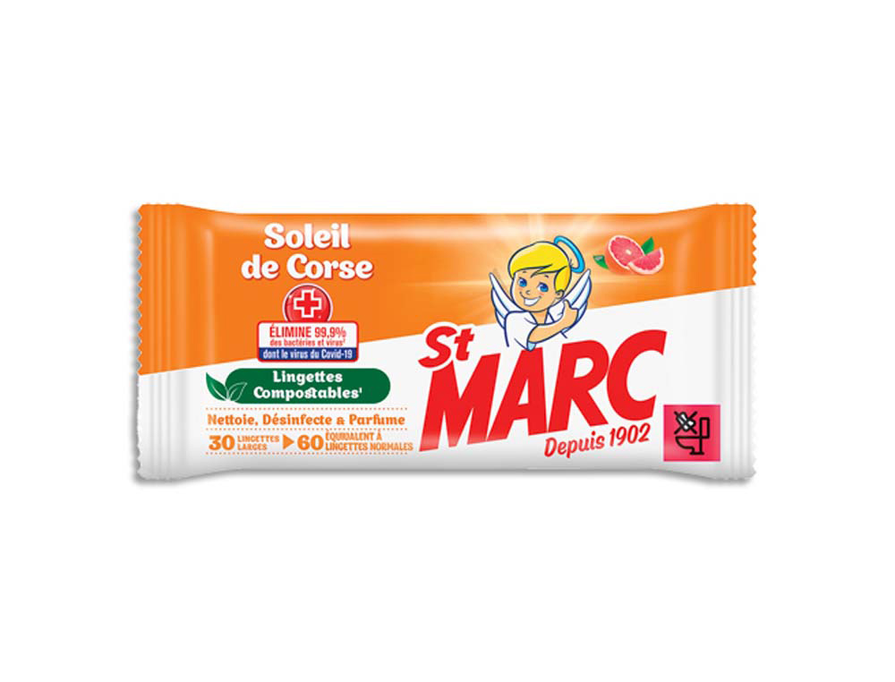 Lingettes antibactériennes st marc soleil de corse paquet 30