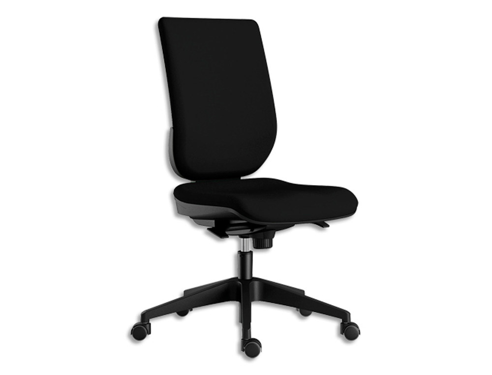 Siège tertio dossier et assise tissu noir mécanisme synchrone piètement nylon sans accoudoirs