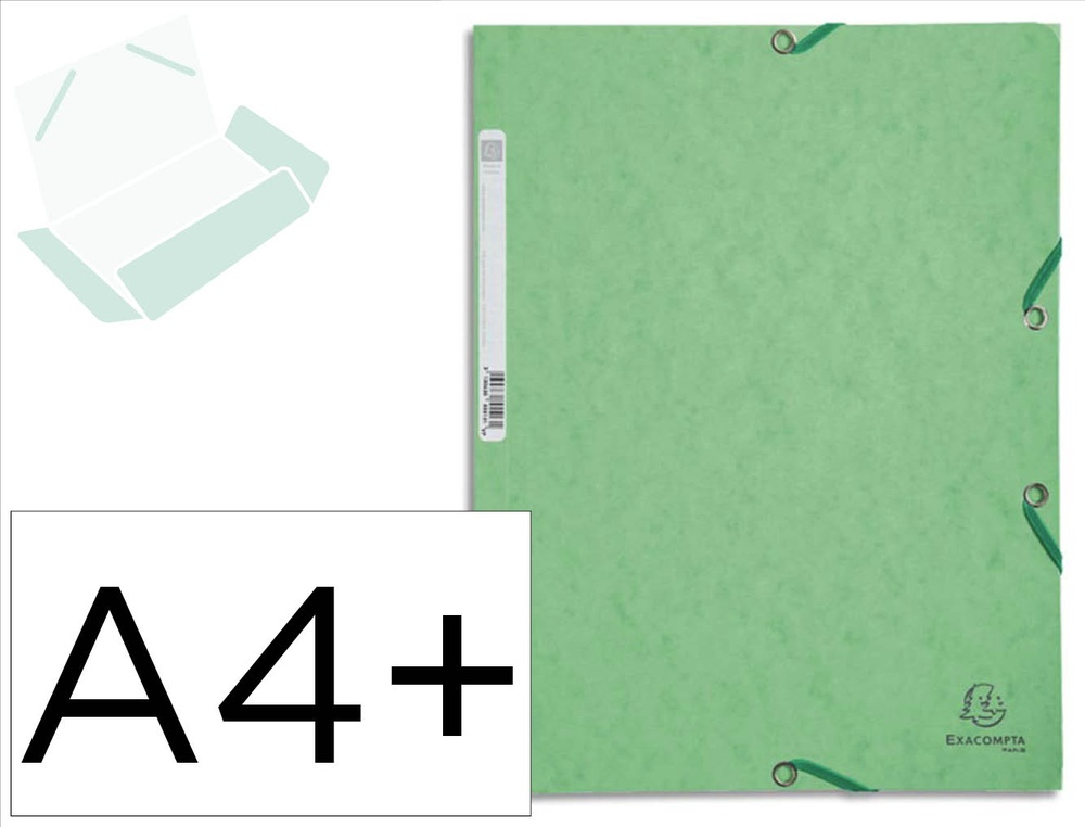 Chemise 3 rabats elastique exacompta carte lustree 5/10e 400g format 24x32 cm coloris tilleul