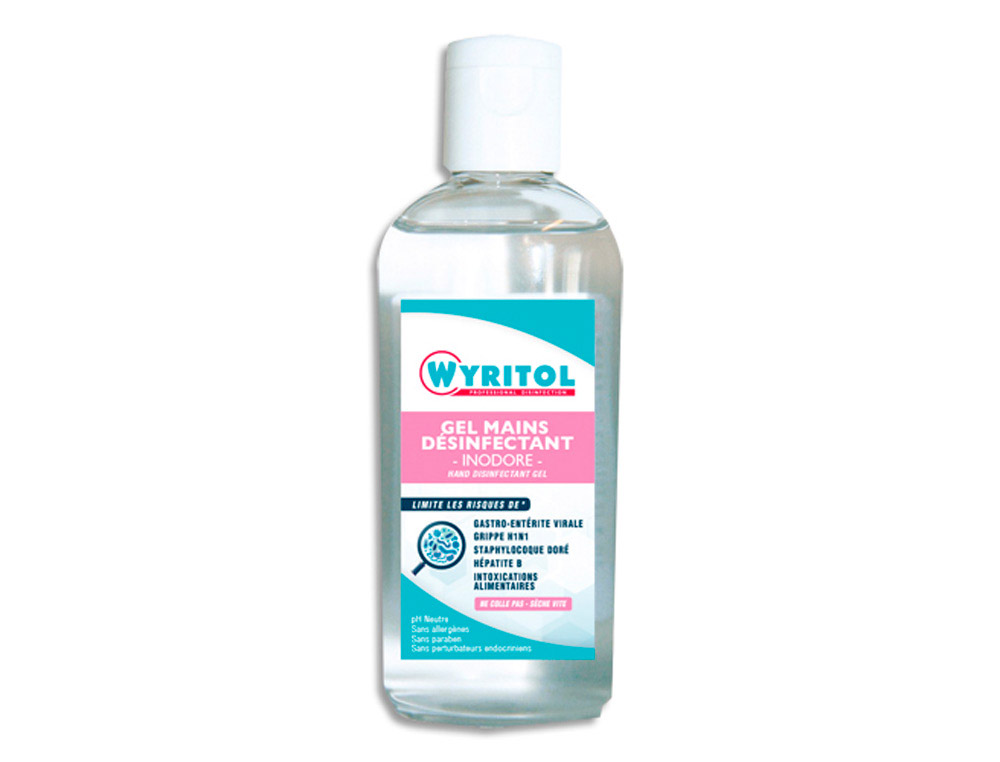 Gel hydro-alcoolique wyritol pour les mains sans parfum flacon 100 ml