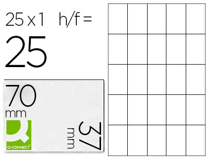 Étiquette adhésive q-connect 70x37mm coins droits imprimantejet d'encre laser copieur enveloppe de 25 feuilles