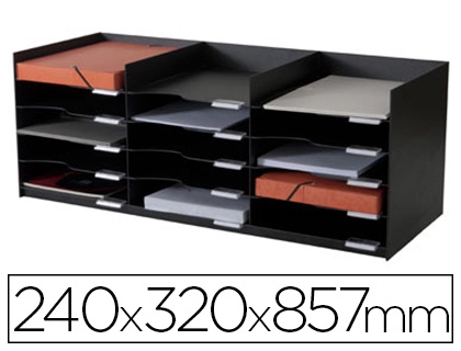 Module classement paperflow superposable armoire 15 cases 240x320x857mm coloris noir