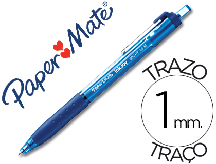 Stylo-bille paper mate inkjoy 300 rt écriture moyenne 0.7mm encre douce rétractable clip métal résiste bavures grip bleu