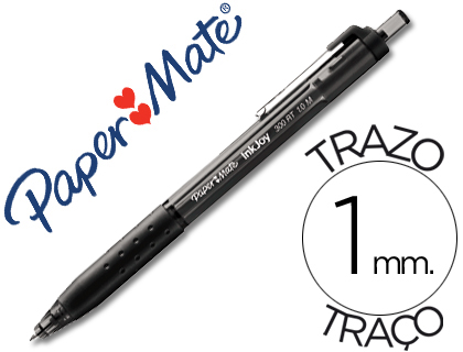 Stylo-bille paper mate inkjoy 300 rt écriture moyenne 0.7mm encre douce rétractable clip métal résiste bavures grip noir