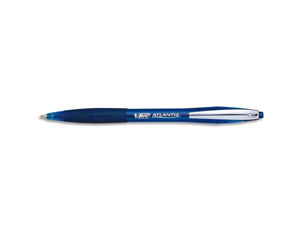 Stylo-bille bic atlantis premium soft écriture moyenne 0.5mm rétractable encre extra douce coloris bleu