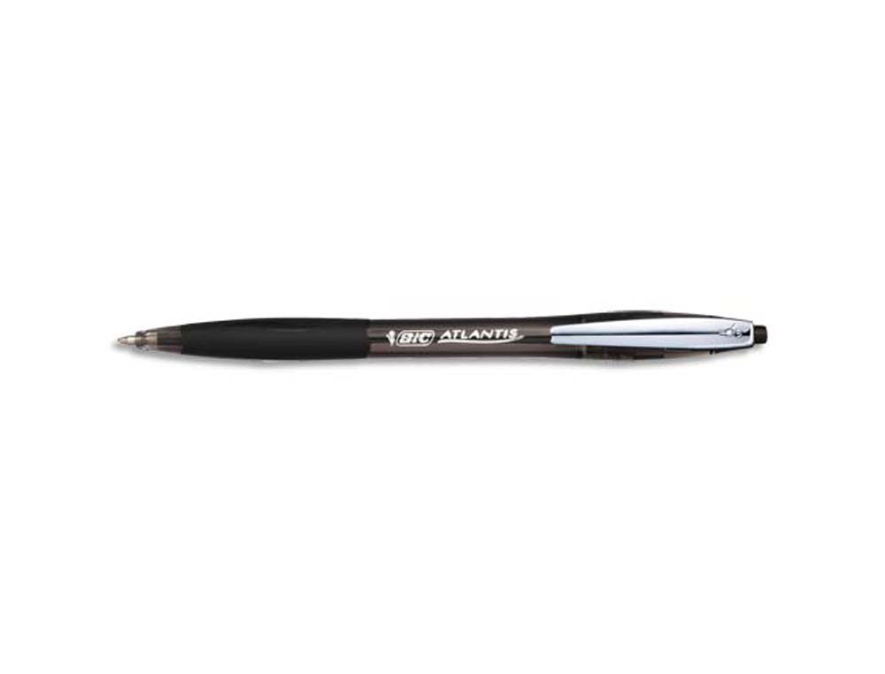 Stylo-bille bic atlantis premium soft écriture moyenne 0.5mm rétractable encre extra douce coloris noir