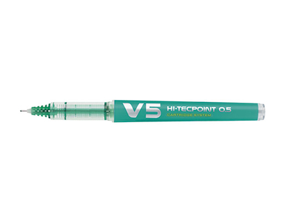 Roller pilot v5 rechargeable écriture fine 0.3mm niveau encre liquide visible écologique régulateur débit vert