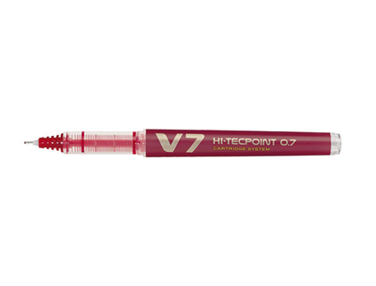 Roller pilot v7 rechargeable écriture moyenne 0.5mm niveau encre liquide visible écologique régulateur débit rouge