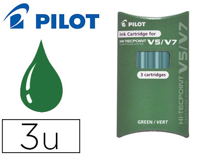 Recharge pilot roller v5 et v7 niveau encre liquide visible écologique régulateur débit coloris vert set de 3 unités