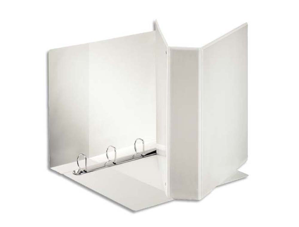 Classeur esselte format a4 maxi 8,6x31,9x30,3cm 4 anneaux diamètre 50mm personnnalisable 3 pochettes coloris blanc