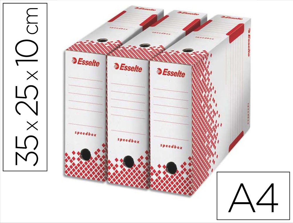 Boîte archives esselte speedbox carton recyclable 350x250mm fond automatique dos 100mm