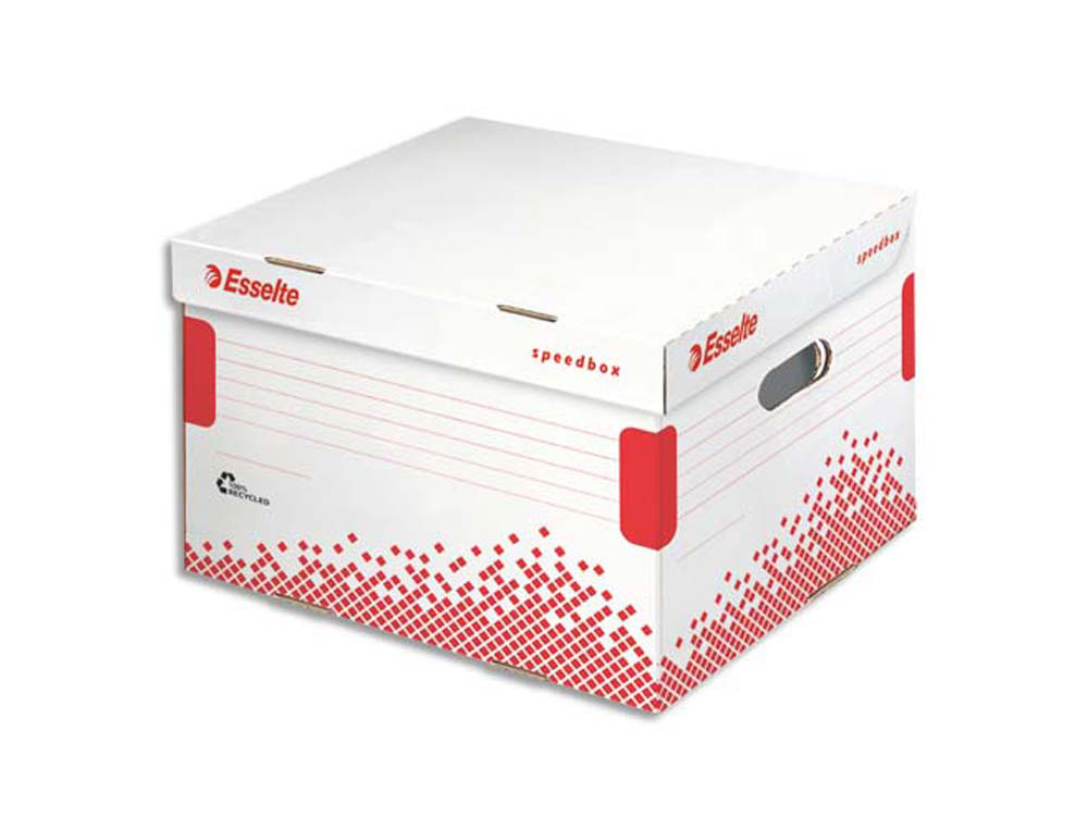 Conteneur esselte speedbox carton blanc recyclé 433x263x364mm montage rapide capacité 4/5 boîtes dos 80/100mm