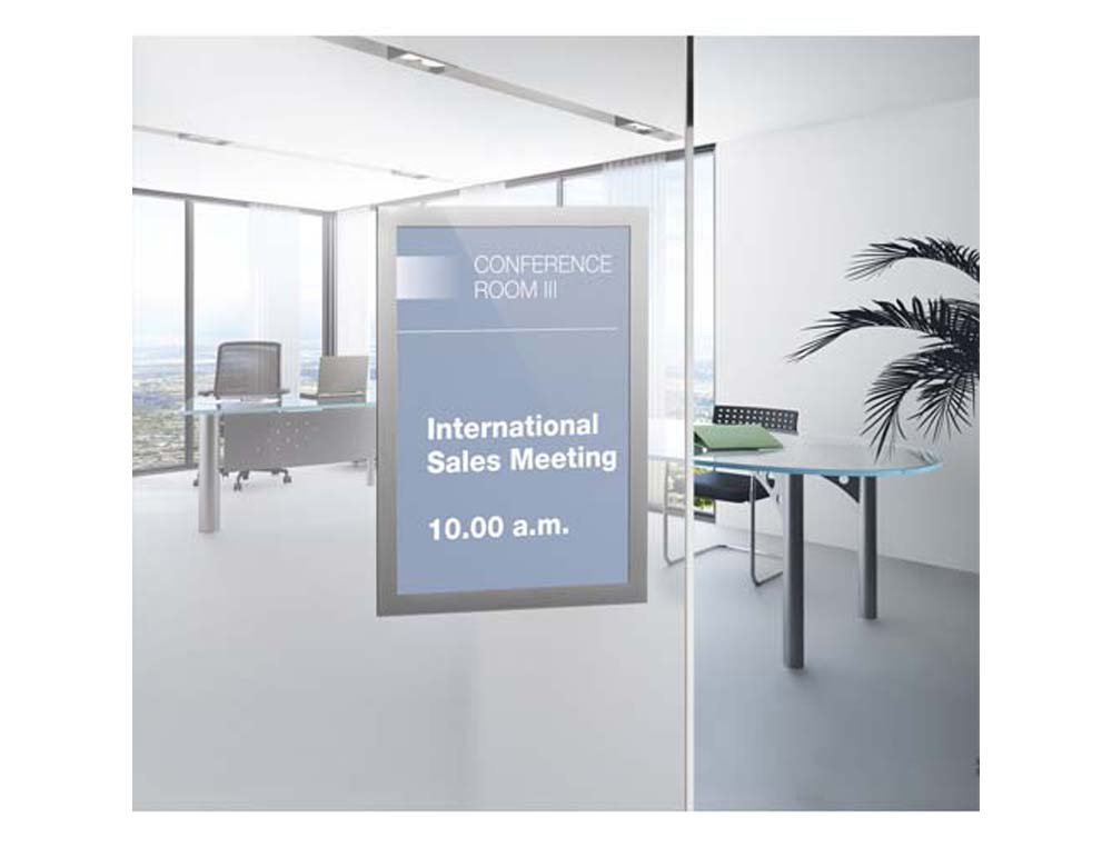 Cadre affichage durable duraframe pochette adhésive a4 magnétique surface adhésive repositionnable a4 argent sachet 2u