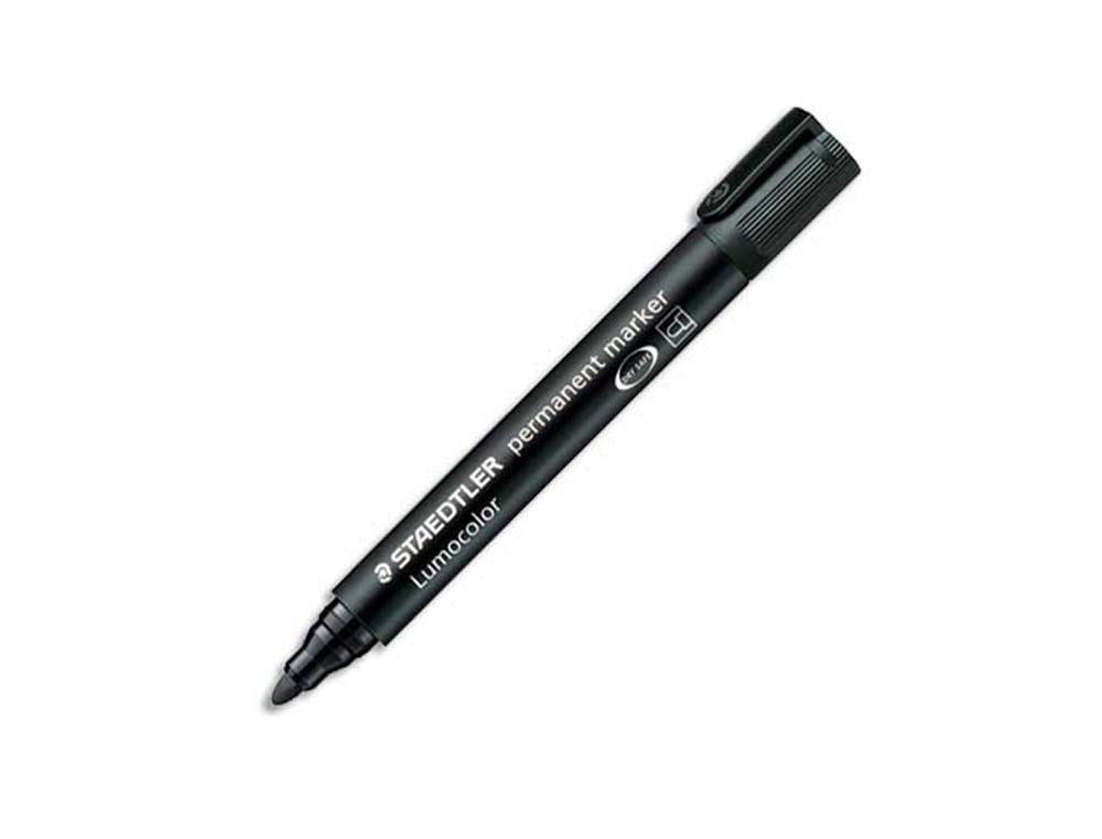 Marqueur staedtler permanent dry safe lumocolor pointe ogive rechargeable résistant eau corps noir encre noire