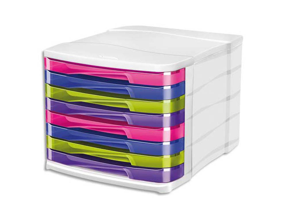 Module classement cep 8 tiroirs polystyrène antichoc mat et brillant multicolores amovibles 292x386x246mm 200f/tiroir
